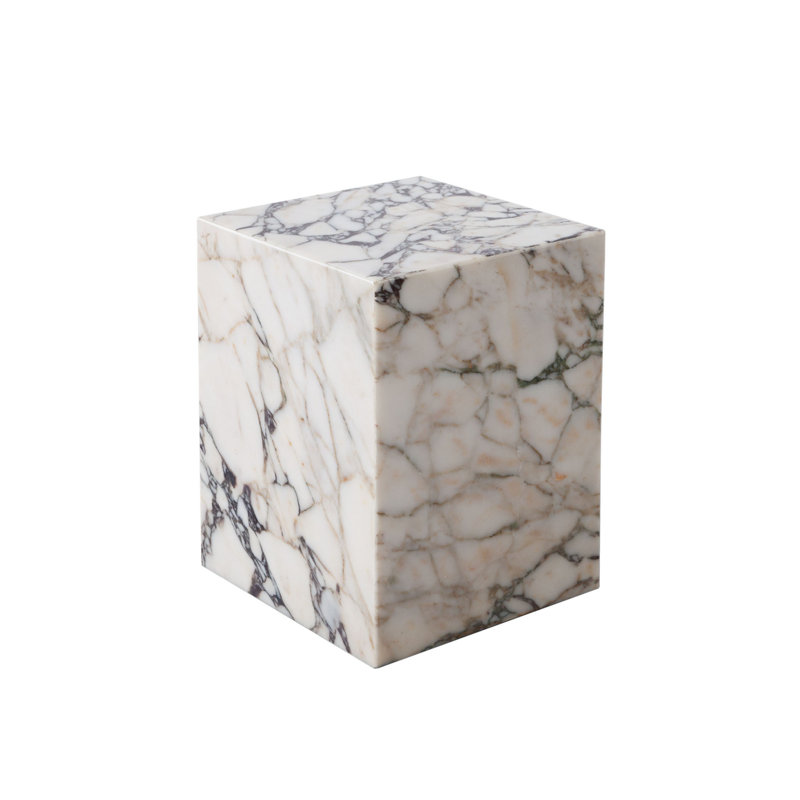 Table de bout d'appoint Rey, piédestal carré en marbre naturel de 15 pouces, Viole