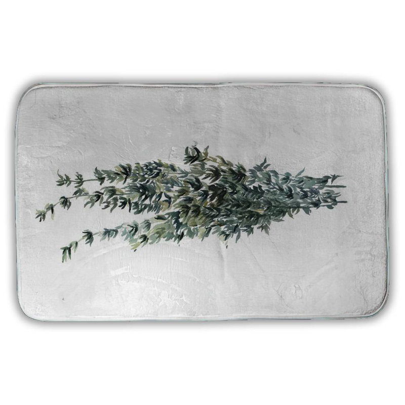 Thyme leaves bundle Bath Mat with Non-Slip Backing - Quick Dry Memory Foam Bathroom Rug - Absorbent - Modern Plush Spa-Style - Machine Washable