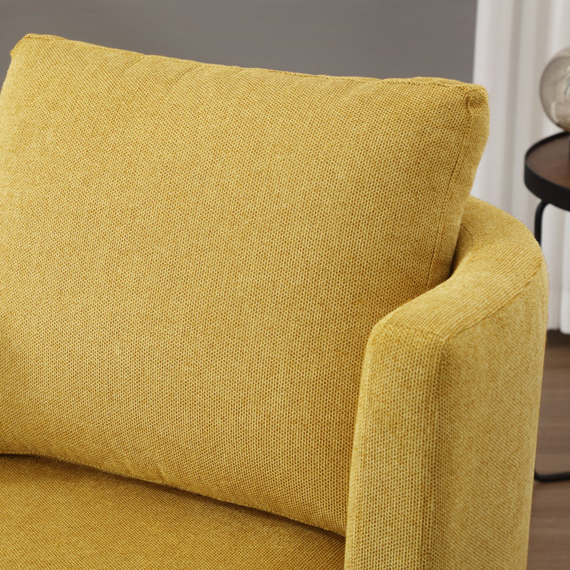Kearah Upholstered Barrel Chair with Ottoman, Natural, Mustard