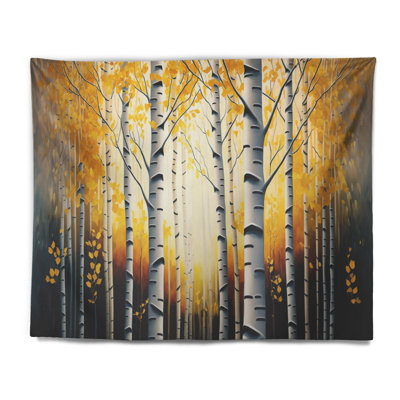Polyester en tapisserie Golden Birch Forest II