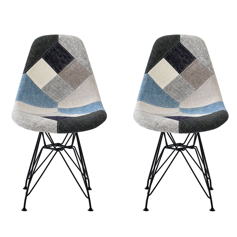 Chaise bohémienne géométrique colorée de 2 personnes, mesurant 18 po x P 21 po x l 32 po, avec pieds en fer chromé patchwork faciles à assembler, expérience d'assise confortable