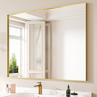 Miroir de salle de bain rectangulaire en aluminium avec verre trempé HD, miroir mural français