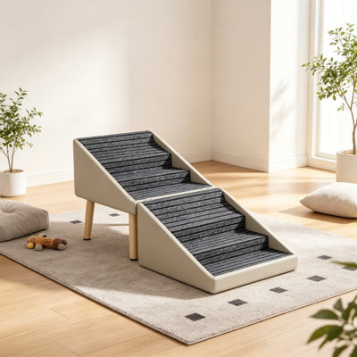 Rampe pliable en bois pour chien, escalier antidérapant pour animaux de compagnie avec revêtement en PVC, pour chiens blessés et âgés, à l'intérieur
