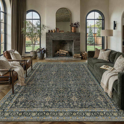 Tapis noir vieilli Rhys