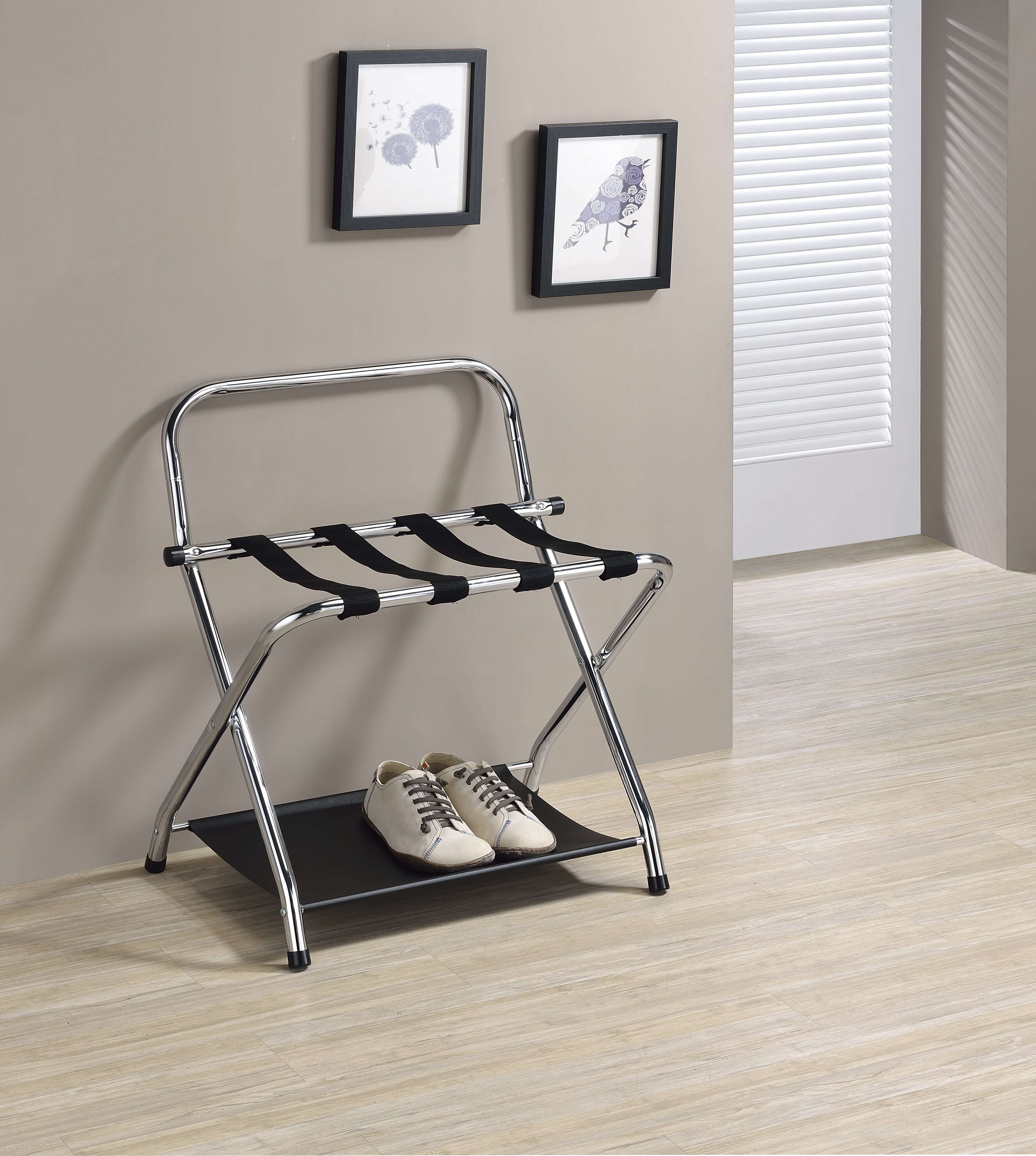 Lugges Rack InRoom Designs Folding Luggage Rack with Storage Shelf - Wayfair Canada