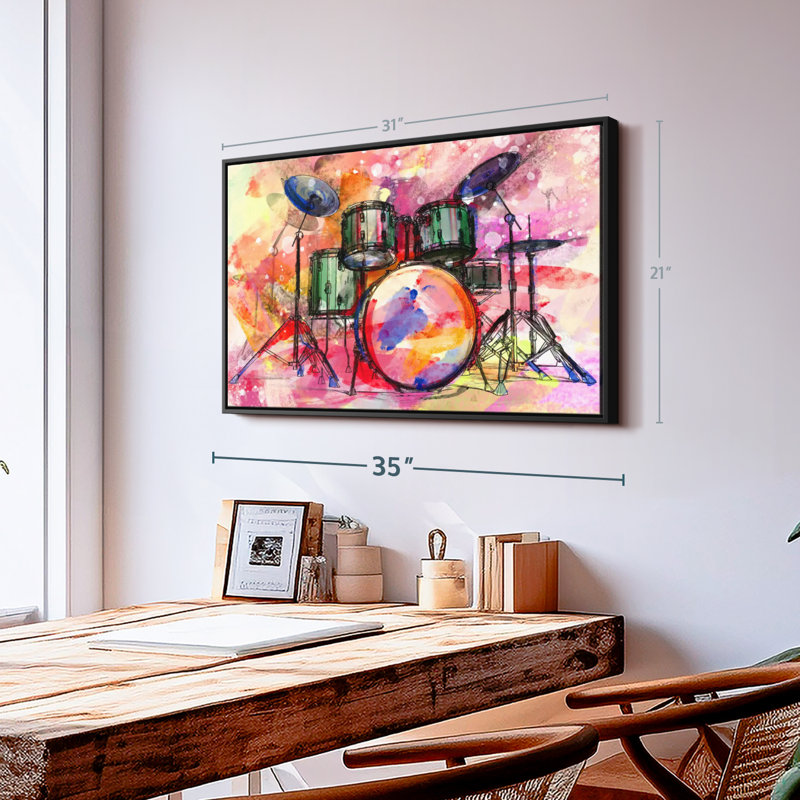 Ensemble de tambour coloré, H 21 po x l 31 po