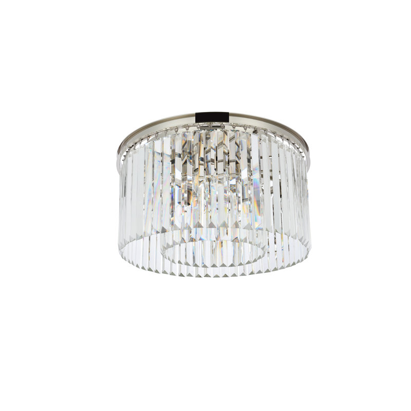 Yazmin Crystal Flush Mount, Clear, Polished Nickel