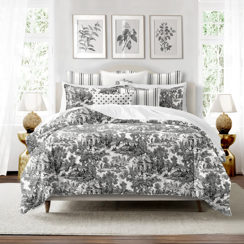 Ensemble de housse de couette en coton ébène Au Village Toile 8 pièces, Housse de couette grande + 7 pièces supplémentai