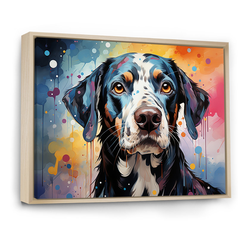 Dalmatian Dots I - reproduction sur toile, H 12 po x l 20 po x P 1 po, Cadre naturel flottant