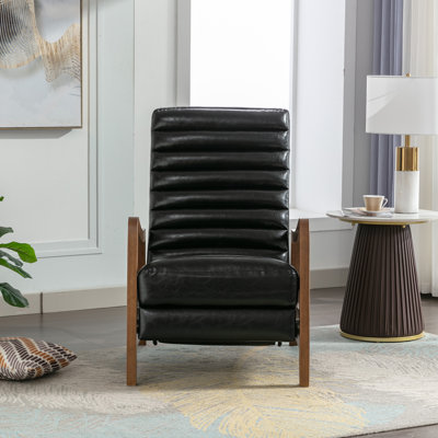 Ikraam Chance 26" Luxurious Oil Wax Leather Upholstered Push Back Recliner with Parawood Frame