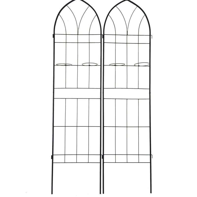Ensemble de 4 support pour plante d'extérieur concombre en métal 78,7 "x 19,7" à treillis extérieur - jardin noir pour support