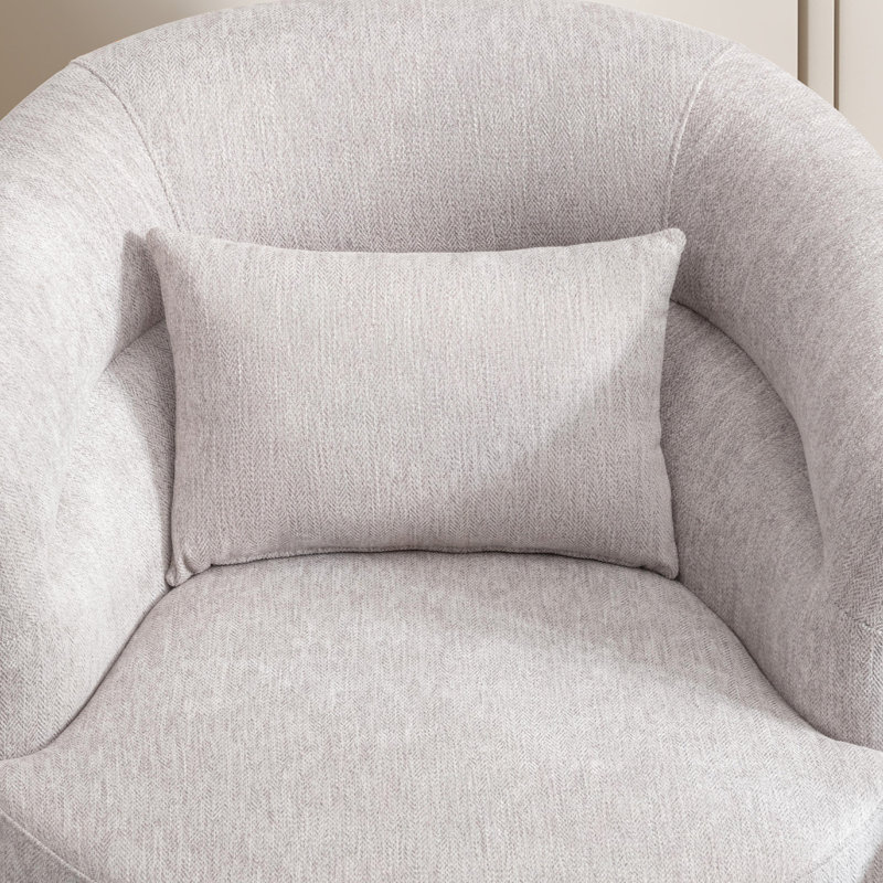 29" Wide Minimalist Super Soft Swivel Barrel Chair With Pillow, Light Gray