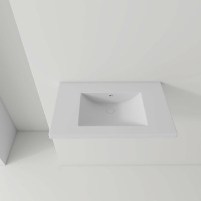 Lavabo de 30 po en céramique, profil ultra-mince de 0,8 po, trou de robinet simple, lavabo seulement, armoire non incluse, compatible avec les armoires de salle de bain à tiroir