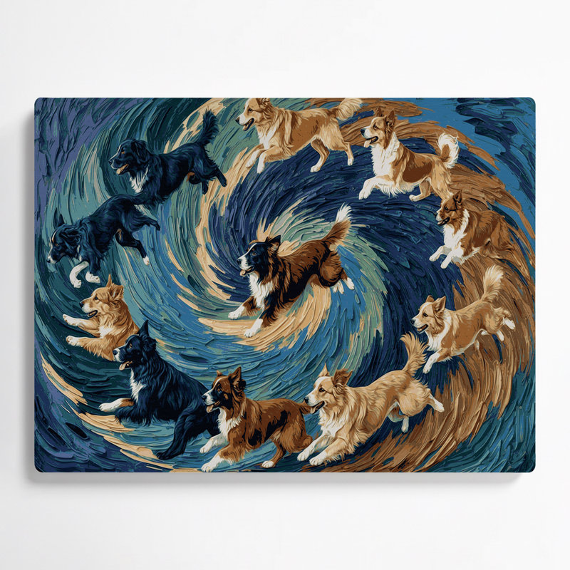«Dogs Miniature American Shepherd», art mural en métal gris, H 8 po x l 10 po