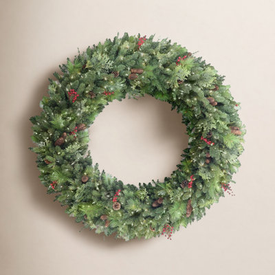 72'' Faux Pine Lighted Wreath