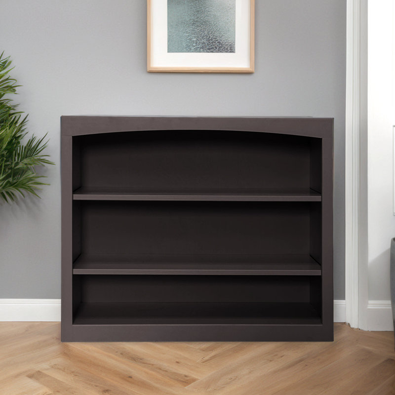 Ossy Solid Wood Classic Bookcase, (3 Shelves) 30"H x 36"W x 12"D, Solid Black