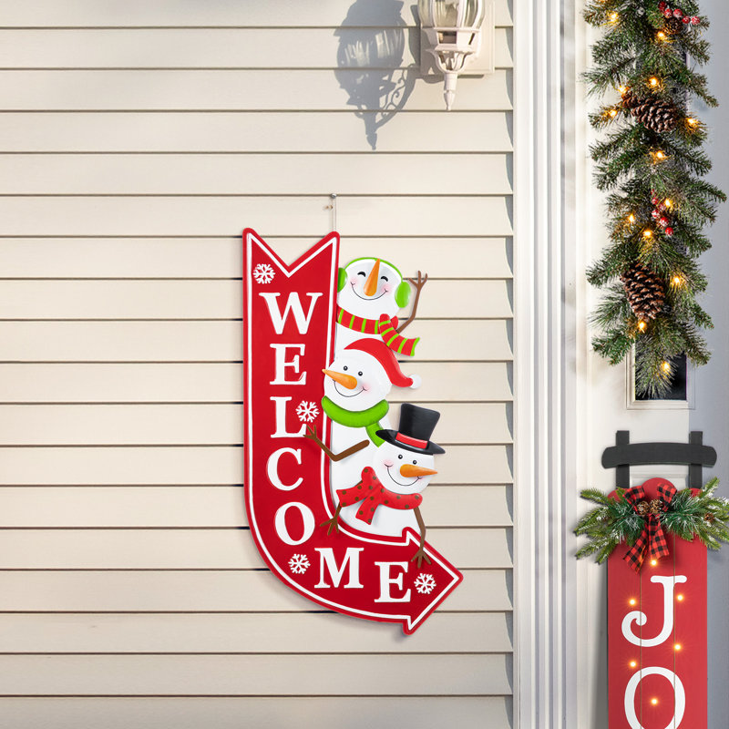 Piquet de bienvenue 35,75 "H Christmas Christmas Snowmen Arrow (KD)
