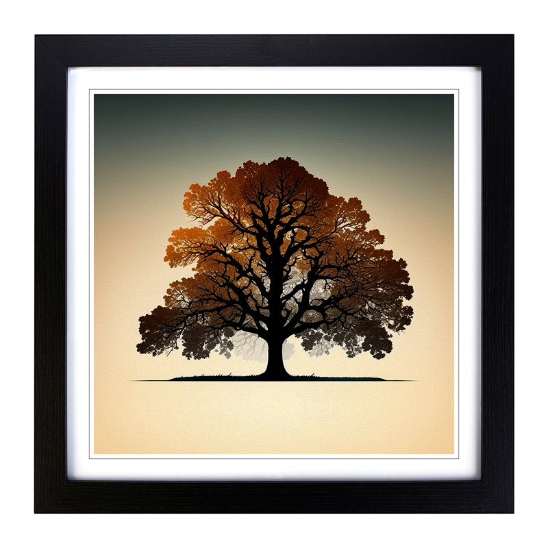 Oak Tree Minimalism - Framed Print, Black