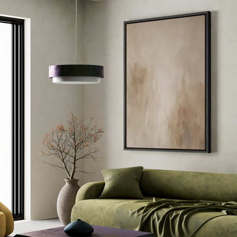 Framed Canvas Wall Art - Beige & Brown Abstract Texture Wall Prints for Bedroom - 24"x36", 36" H x 24" W, Black