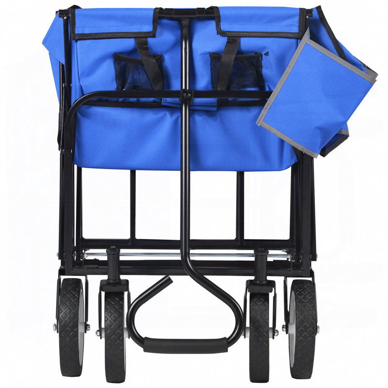 Chariot de plage pliable, Noir / Bleu