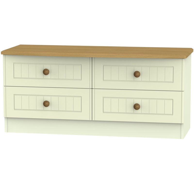 Saxena 111.8cm Sideboard, Cream with Oak Finishing