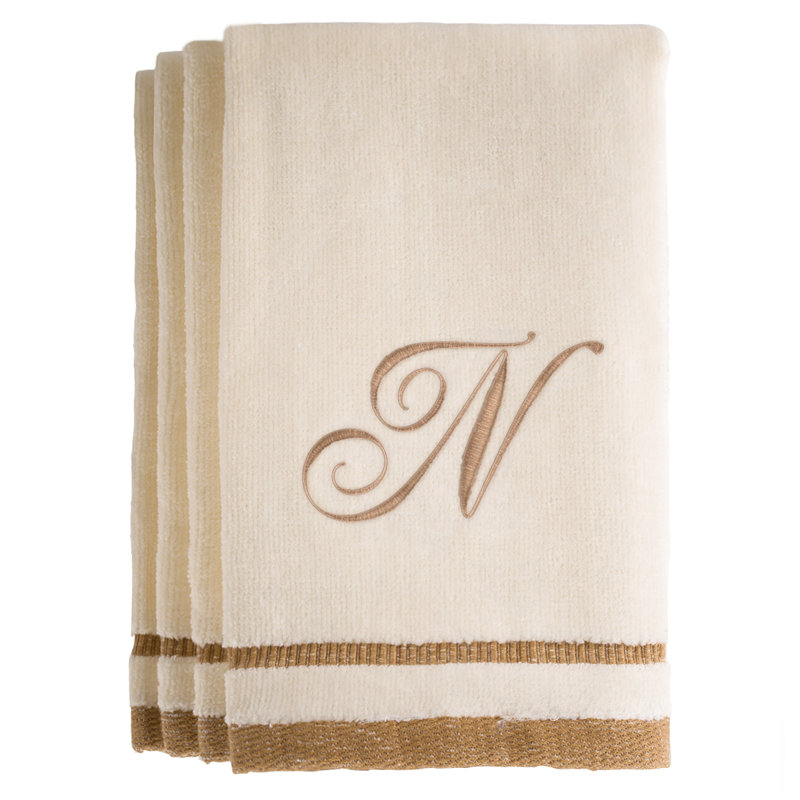 Ensemble de serviettes 4 pièces monogrammées 100% coton, N