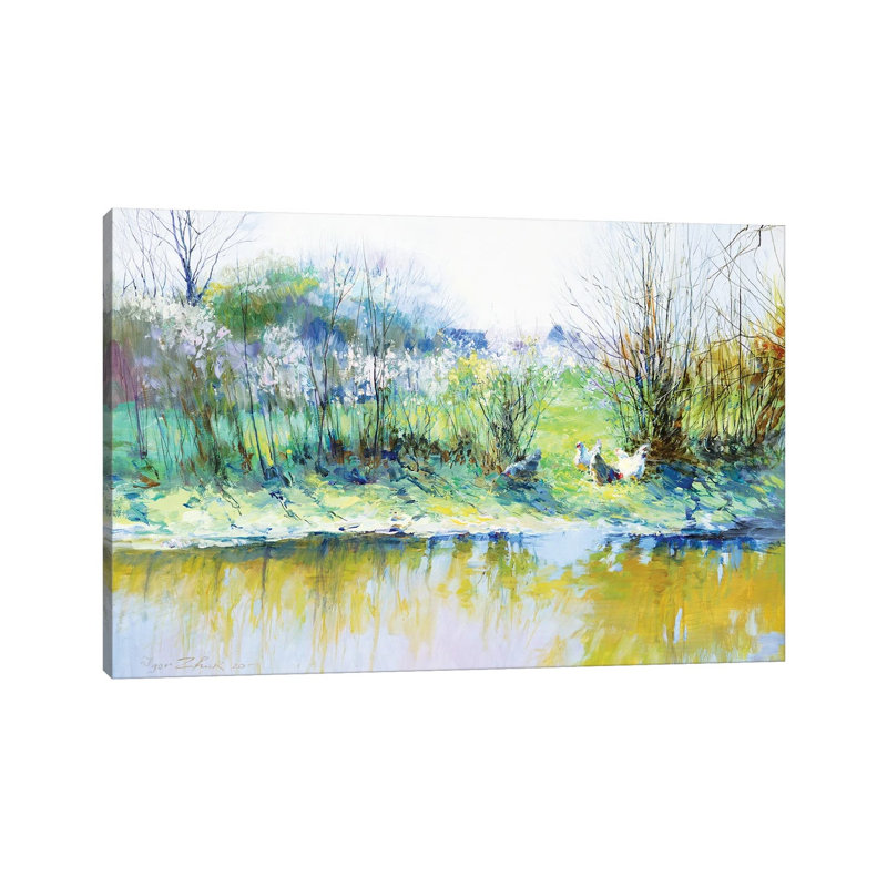 Near A River - Wrapped Canvas Painting, 20.32cm H x 30.48cm W x 1.905cm D