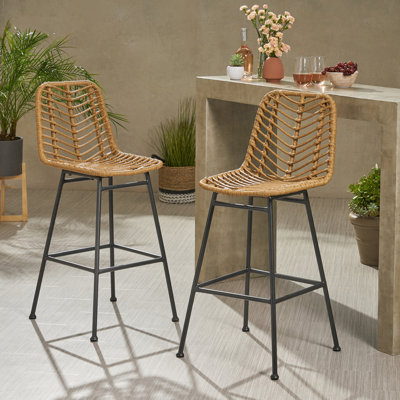 Tabourets de bar d'extérieur en osier