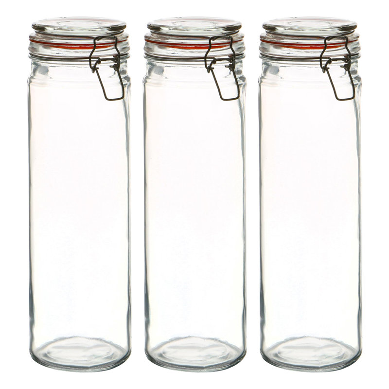 Argon Tableware - Glass Spaghetti Jars - 2 Litre - Set of 3, Orange/Clear
