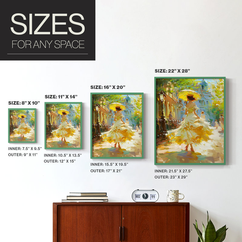 Reproduction encadrée «WOMEN Series DCCCLxx III» - bois massif, H 15 po x l 12 po, Vert