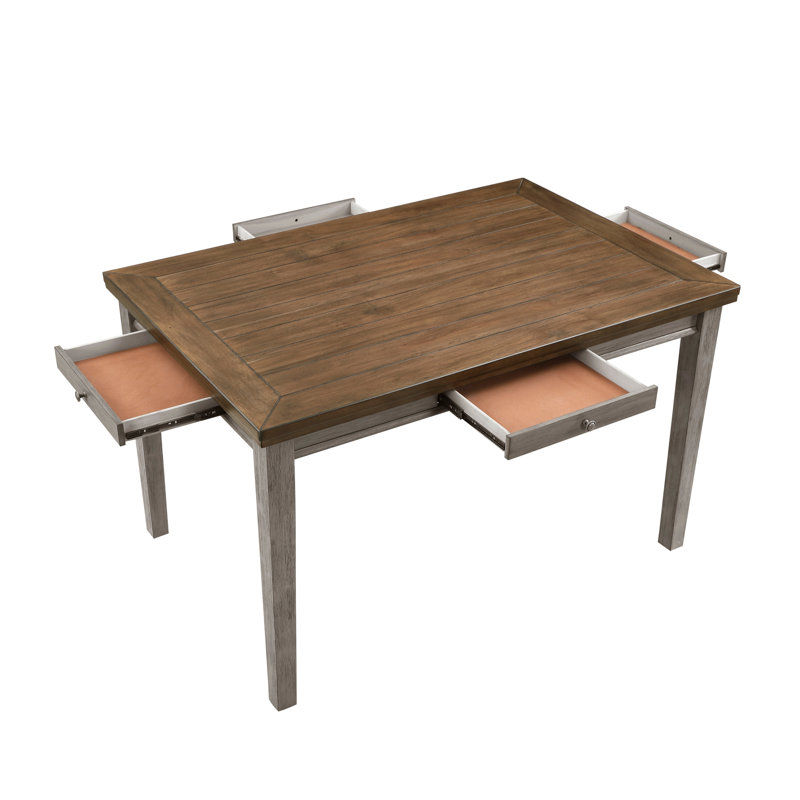 Table de salle à manger à hauteur de comptoir avec tiroirs Traditional, Gris