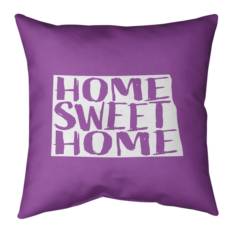 Coussin intérieur / extérieur Home Sweet, 20 po X 20 po, North Dakota, Violet