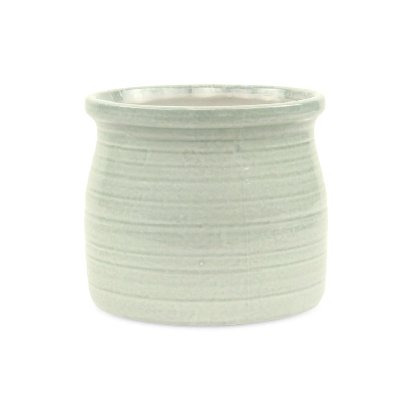 Mott Handmade Ceramic Pot Planter, 5.5" H x 6.25" W x 6.25" D, Green