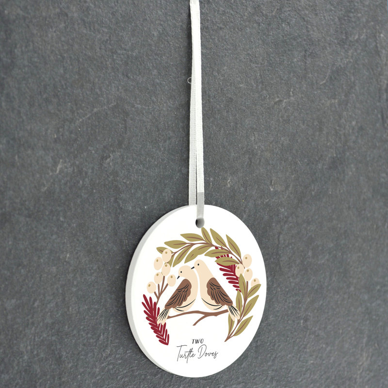 Sanson Two Turtle Doves Circle Shaped Ceramic Ornament