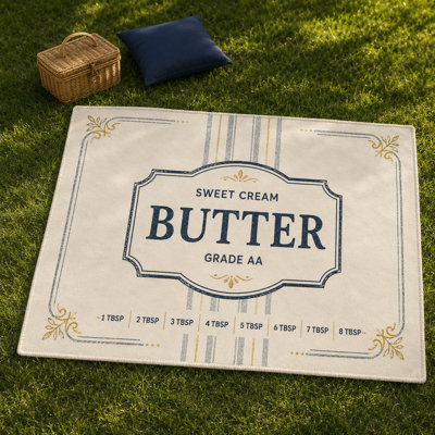 nap blanket Sweet Cream Classic Label Print Throw Blanket Cream Navy And Gold Striped Food Inspired Soft Blanket With Tablespoon Markings For Bed Sofa Chair And Travel