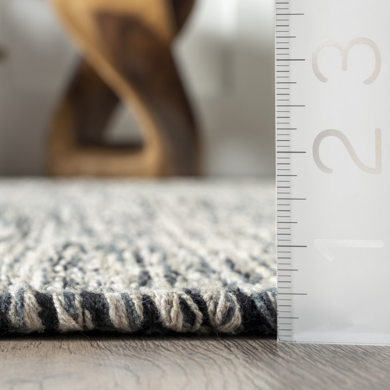 Tapis gris / noir en coton doux touffeté à la main Parnell, Rectangle 9 pi 6 po x 13 pi 6 po