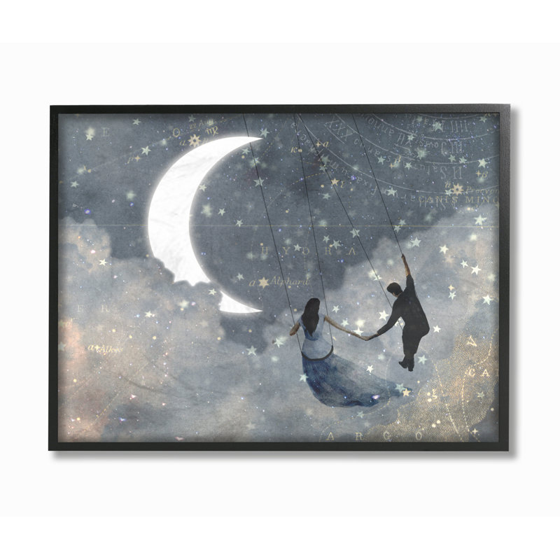 Celestial Love Sky Swinging By The Crescent Moon And Stars