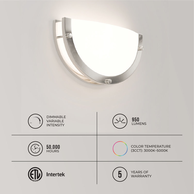 LED Half-Moon Wall Sconce Light - 15W