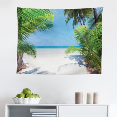 Ambesonne Ocean Tapestry, Palm Leaves And Tropical Beach Coastline Seashore Vacation Theme Photo, Fabric Wall Hanging Decor For Bedroom Living Room Do -  East Urban Home, 41294E16620447E5B109F1A96661594E