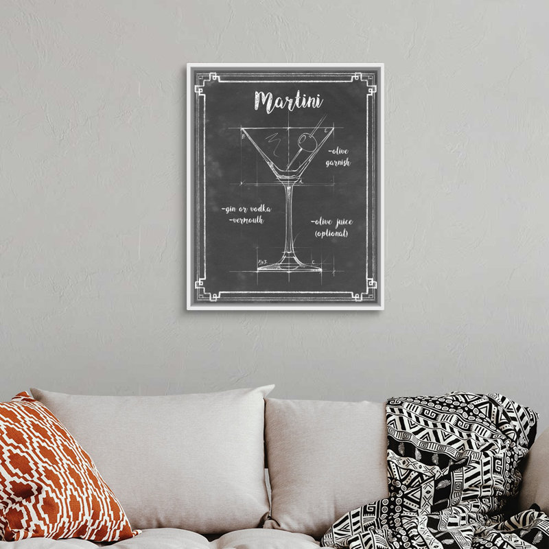 Mixology V - Reproduction d'art graphique sur toile, Cadre flottant blanc, H 31,7 po x l 25,7 po x P 1,75 po