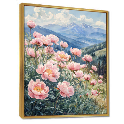 Pe pivoines dans la haute crête IV - pivoines, reproduction d'art sur toile encadrée