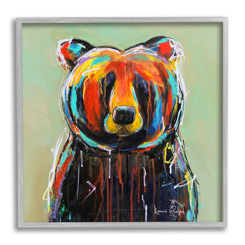 «Abstract Urban Bear Graffiti Gray», art de la giclée par Karrie Evenson, H 24 po x l 24 po x P 1,5 po