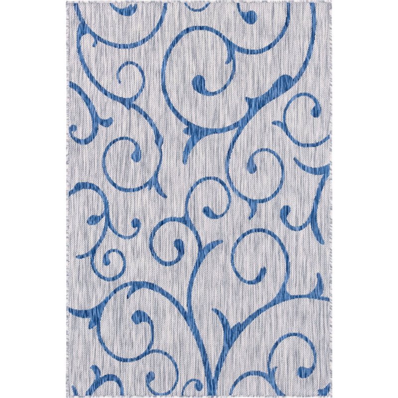 Tapis intérieur / extérieur bleu / gris Coyer, Rectangle 6 pi 1 po x 9 pi