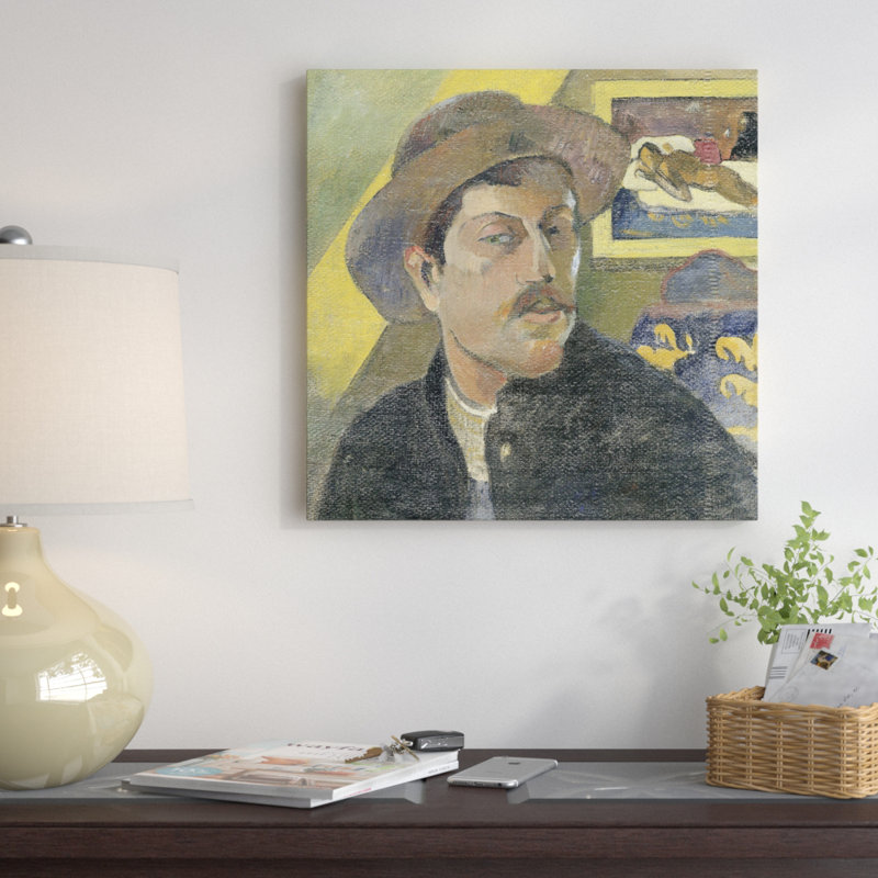 «Self Portrait with a Hat», reproduction sur toile, H 26 po x l 26 po x P 1,5 po, Toile tendue, Pas de tapis
