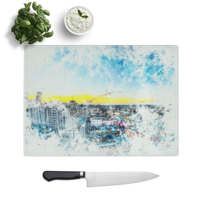 Tempered Glass Above New Orleans in Louisiana Watercolour Chopping Board