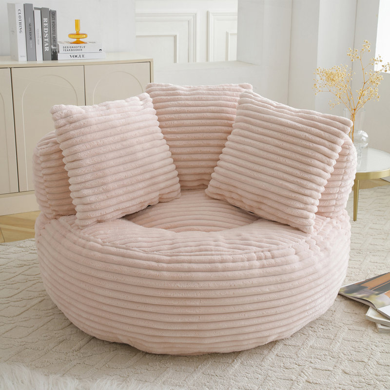 Grande chaise en velours côtelé avec bourre, Rose