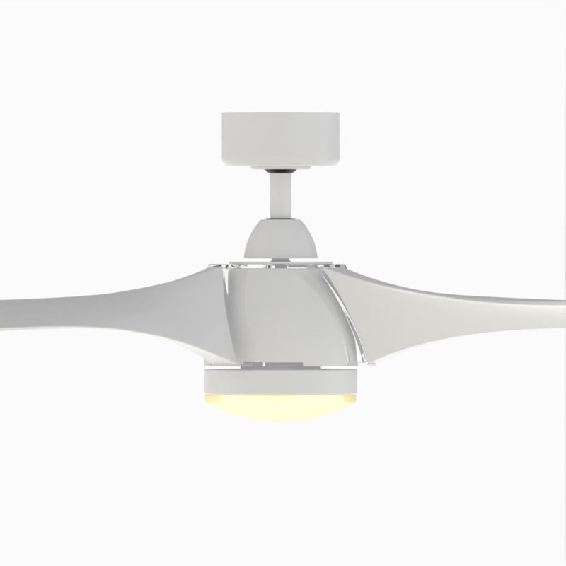 Klear 56 inch Indoor/Outdoor Smart Ceiling Fan with LED CCT Select Light Kit and Remote Control - Matte White with Matte White blades