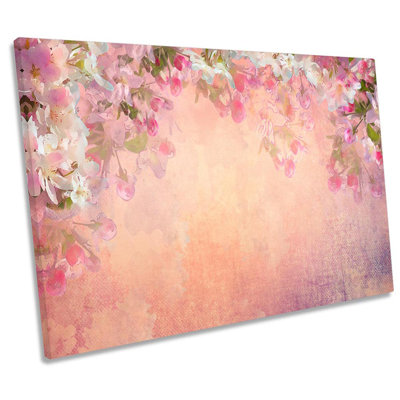 Blue Floral Flowers Modern - Wrapped Canvas Print