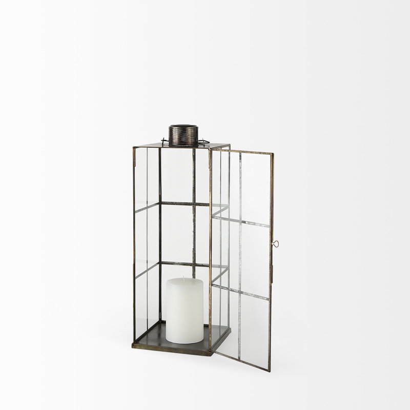 Lanterne de table en verre, H 22,8 po x l 8,3 po x P 8,3 po