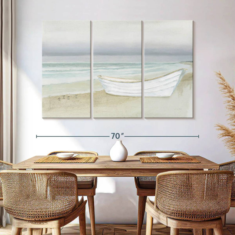 Mehar Serene Seaside With Boat, 42" H x 65" W